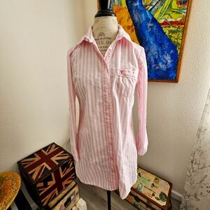 Victoria's Secret Striped Cotton Menswear Sleep Shirt Dress size S